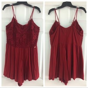 Guess Lace Front Maroon Romper